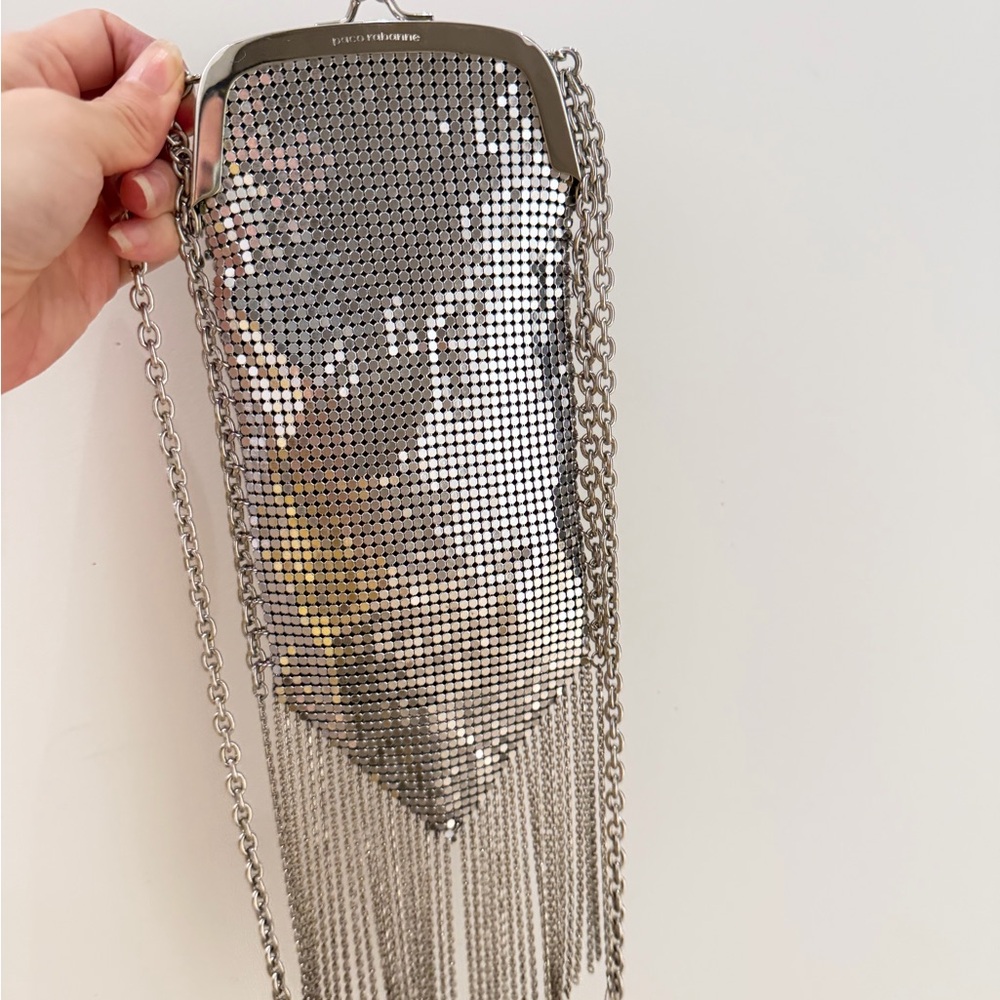 Paco Rabanne Silver Chainmail Fringe Crossbody Clutch - Picture 7 of 16